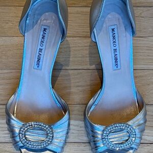 Manolo Blahnik Silver D’Orsay Heels